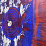 Smooth flowing patterns of colours metallic copper and ultramarine blue in mixed strokes on canvas with a special home made tool to achieve the ripples and wavy patterns forming across the canvas.

P Painting shipped stretched, safely secured in a wooden crate.
