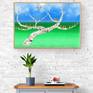 Vibrant Archival ink print on Epson matte finish Canvas. Canvas print with museum finish archival inks lasting more than 50 years in vibrancy and colour saturation. Artwork shipped framed in a natural wooden colour Italian canvas edge frame, ready to hang and safely secured in a wooden crate.