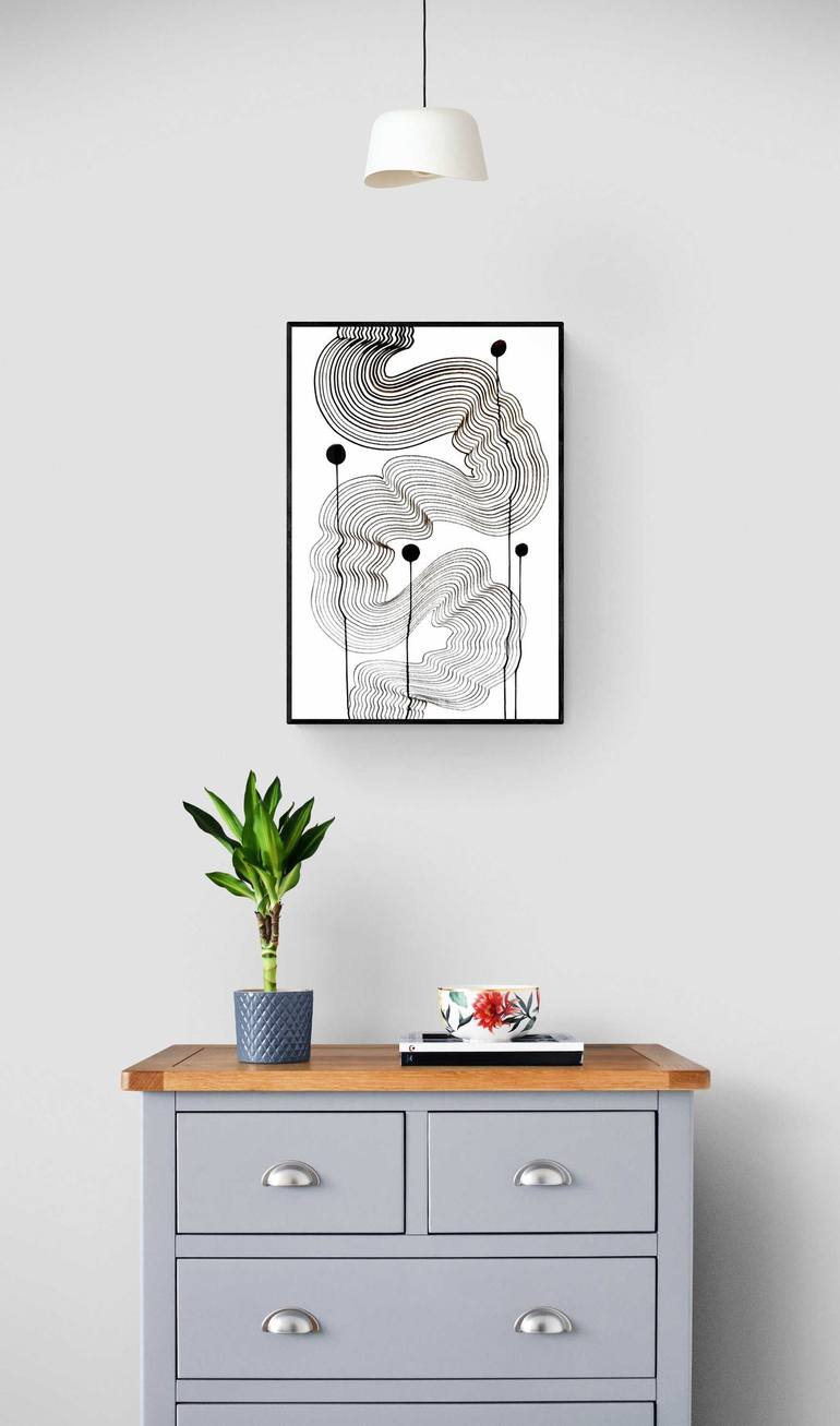 Original Minimalism Abstract Drawing by Sumit Mehndiratta