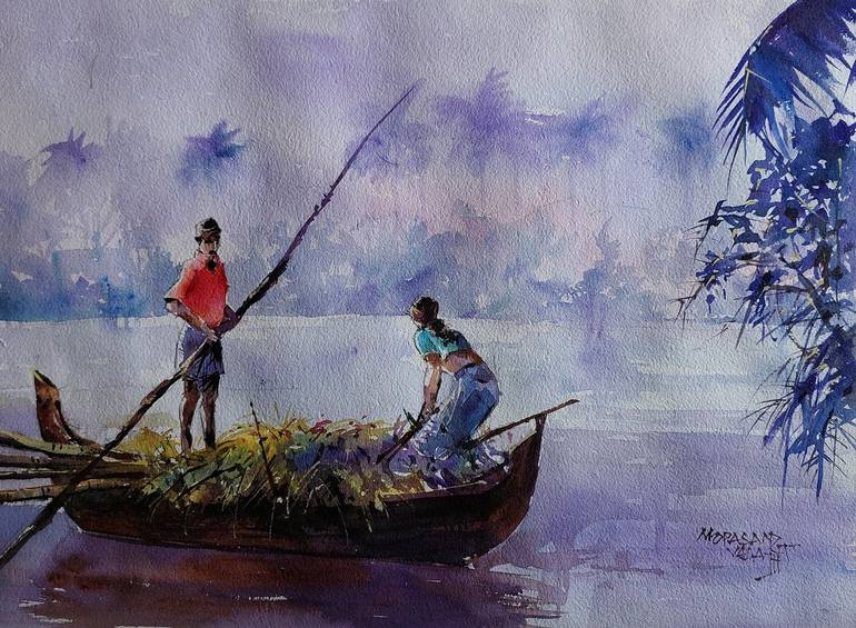 Kerala backwaterscapes Painting by mopasang valath