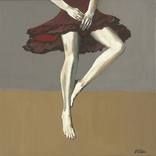 Original Figurative Art Painting Artwork Figurative Sexy Woman Gray Red White Yellow by K Shoa