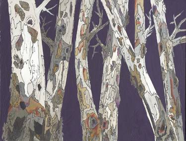 Purple Tree Art Original Modern Landscape Large Canvas Artwork thumb