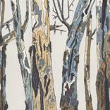 Extra LARGE ORIGINAL acrylic painting trees trunks landscape wall canvas art pastels office artwork white neutral by K Shoa