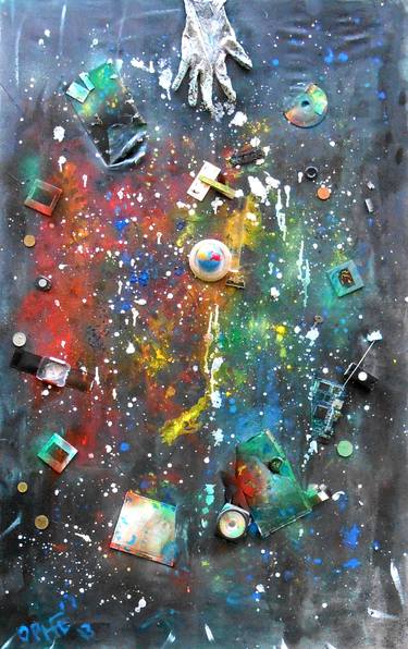 Original Abstract Expressionism Outer Space Painting by Ophelie Bonheme