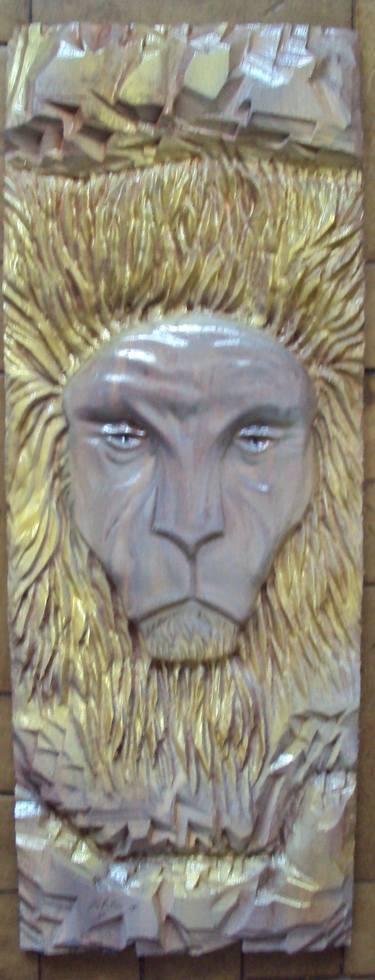Wood carving - Lion man face  thumb