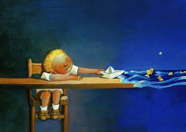 child dreams world Painting by Cristina Bernazzani | Saatchi Art