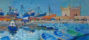 Harbour of blue boats, Essaouira, Morocco thumb