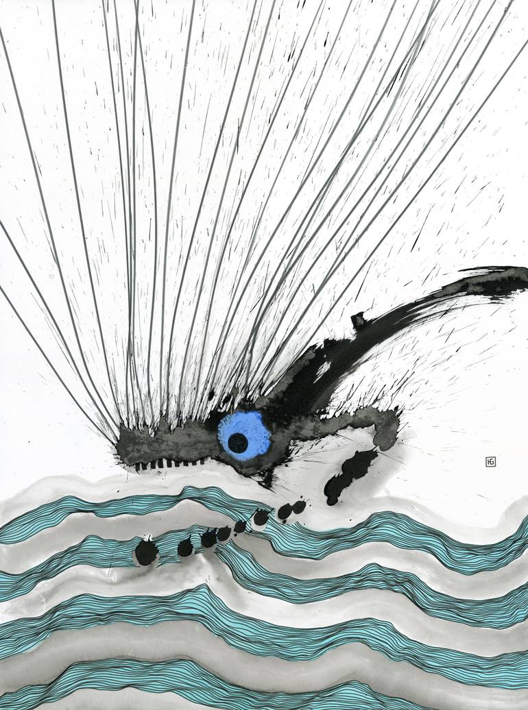 Original Figurative Animal Drawings by Heather Goodwind