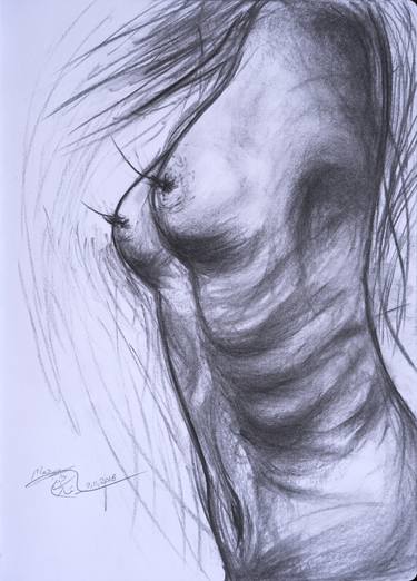 Original Figurative Nude Drawings by Mani Mosaferi