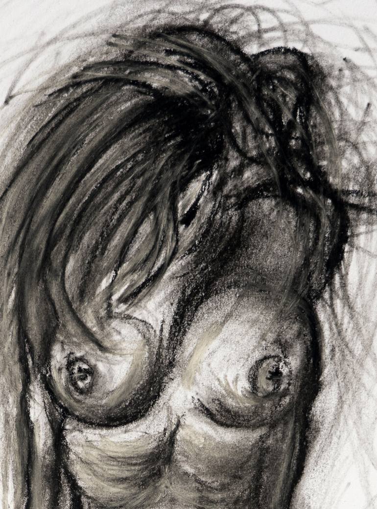 Original Impressionism Nude Drawing by Mani Mosaferi