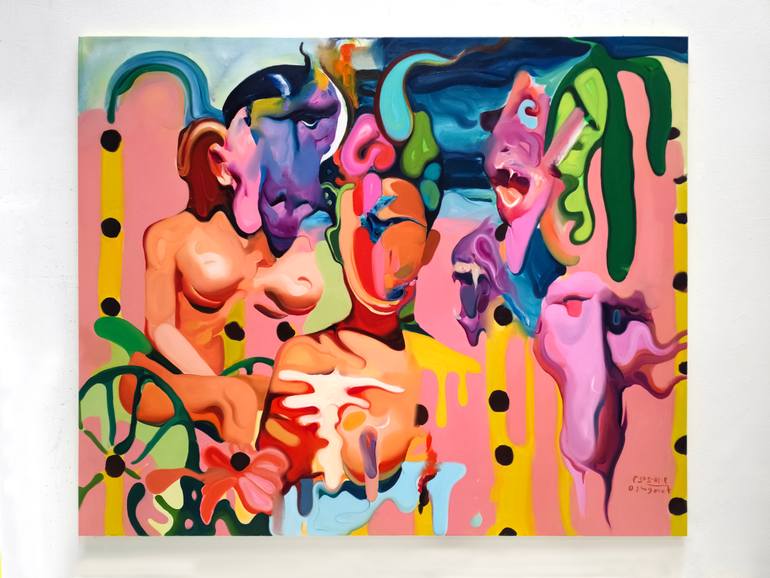 Original Expressionism People Painting by Maxim Fomenko