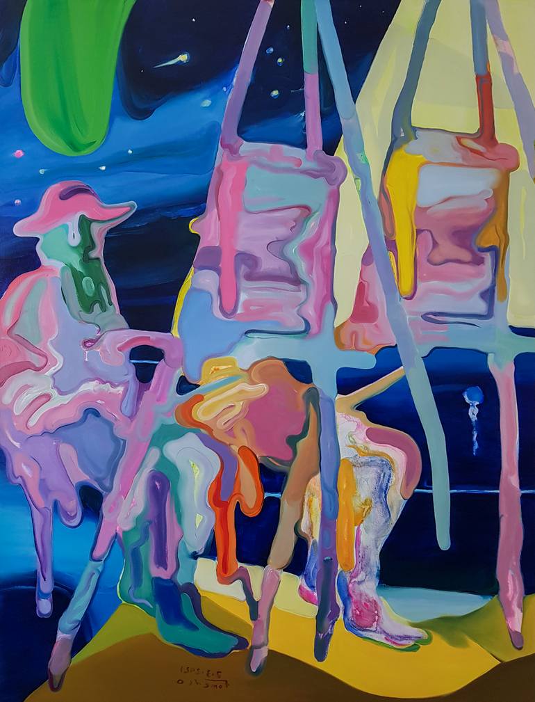 Original Expressionism People Painting by Maxim Fomenko