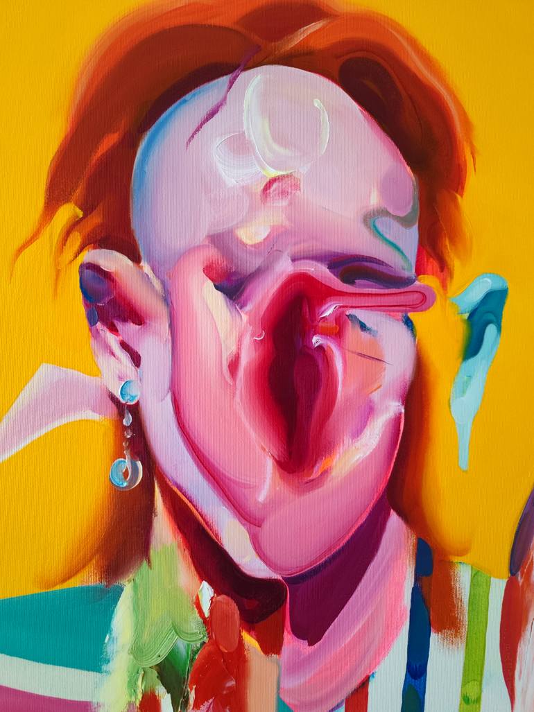 Original Expressionism People Painting by Maxim Fomenko