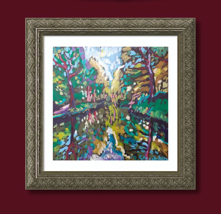 Original Abstract Expressionism Landscape Drawing by Maja Grecic