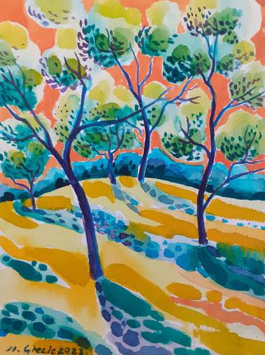 Print of Impressionism Tree Paintings by Maja Grecic