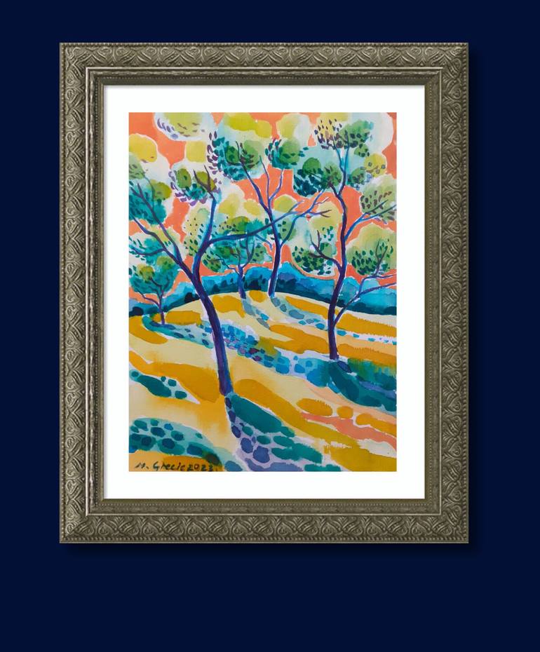 Original Impressionism Tree Painting by Maja Grecic