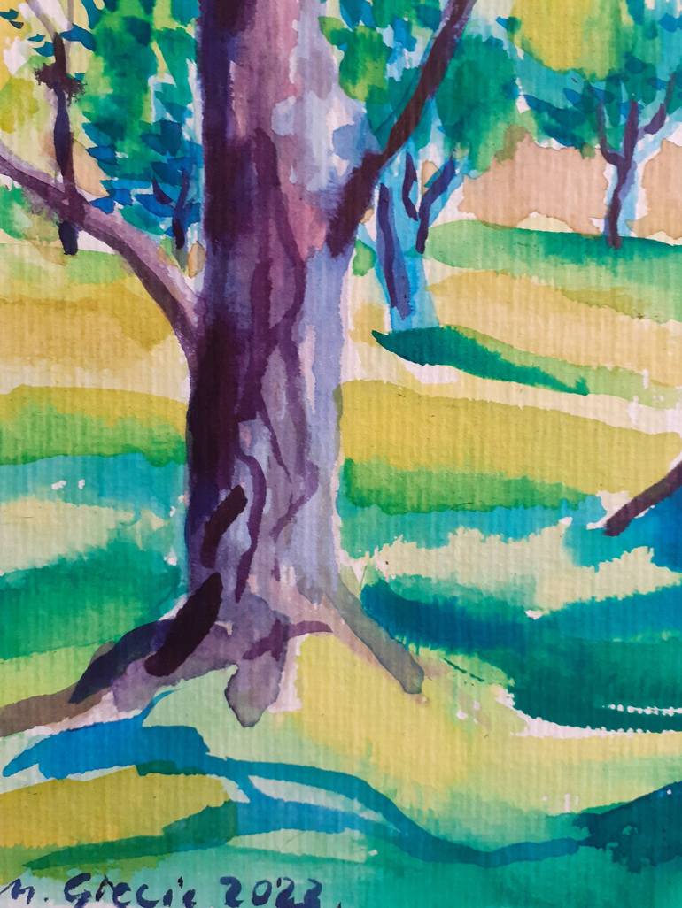 Original Impressionism Tree Painting by Maja Grecic