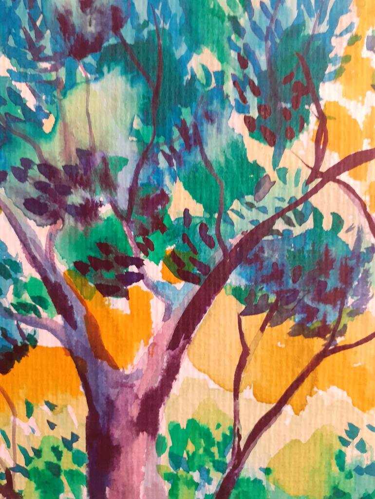 Original Impressionism Tree Painting by Maja Grecic