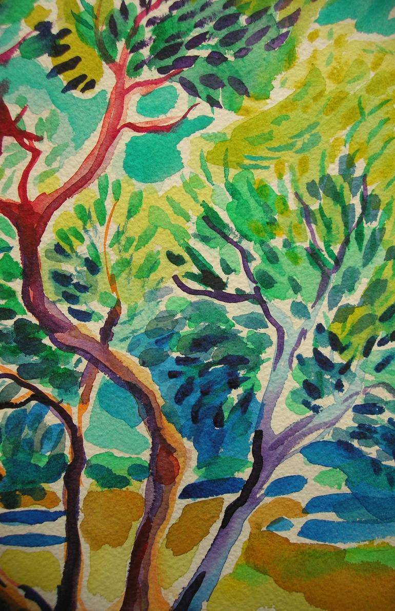 Original Impressionism Tree Painting by Maja Grecic