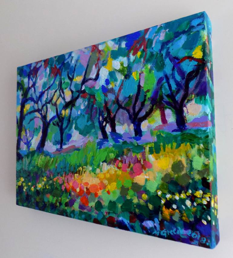 Original Impressionism Tree Painting by Maja Grecic