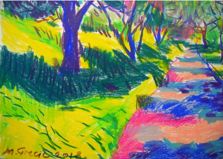 Original Impressionism Landscape Drawing by Maja Grecic