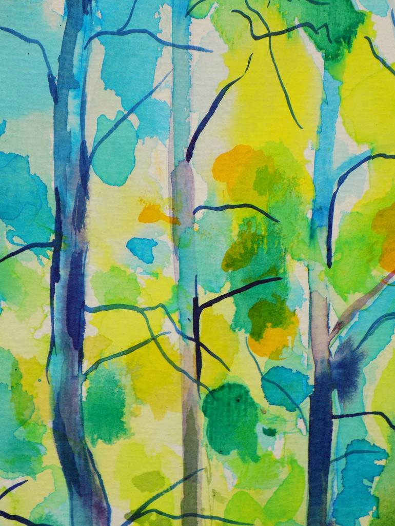 Original Impressionism Tree Painting by Maja Grecic