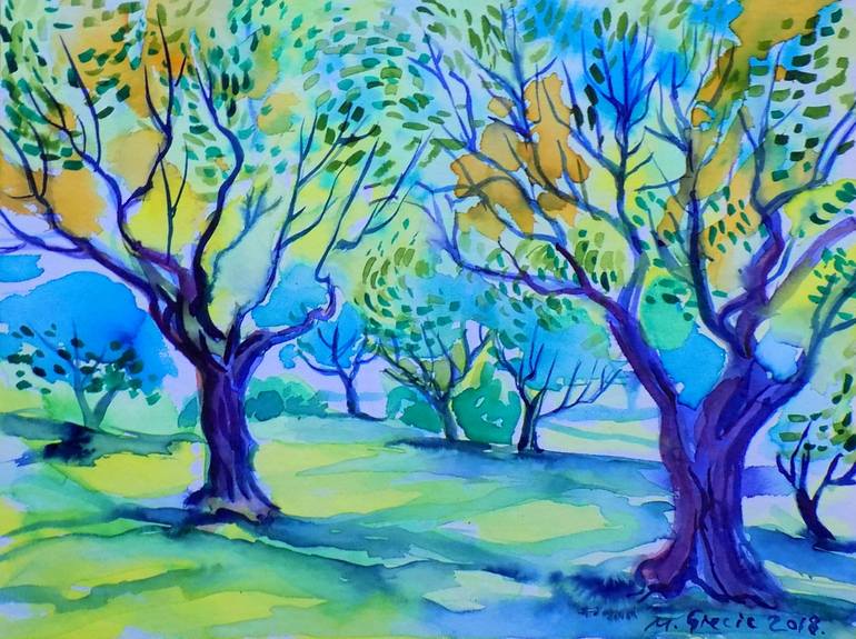 Old olive orchard XIV Painting by Maja Grecic | Saatchi Art