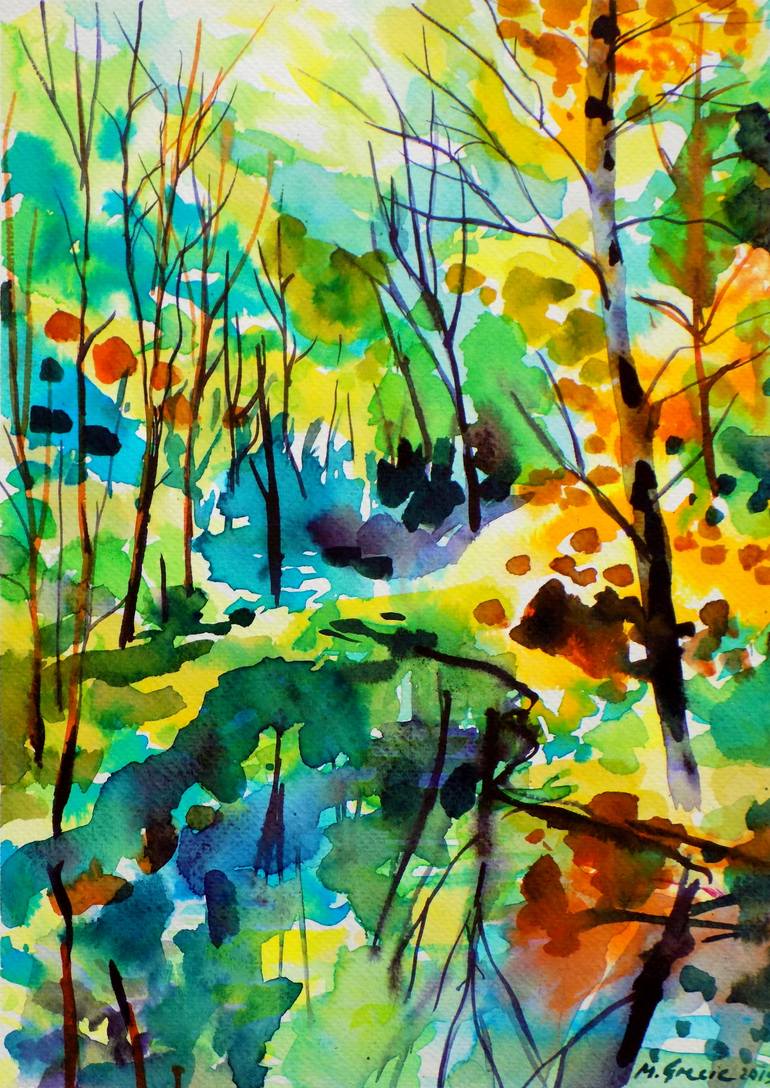 Original Abstract Expressionism Landscape Painting by Maja Grecic