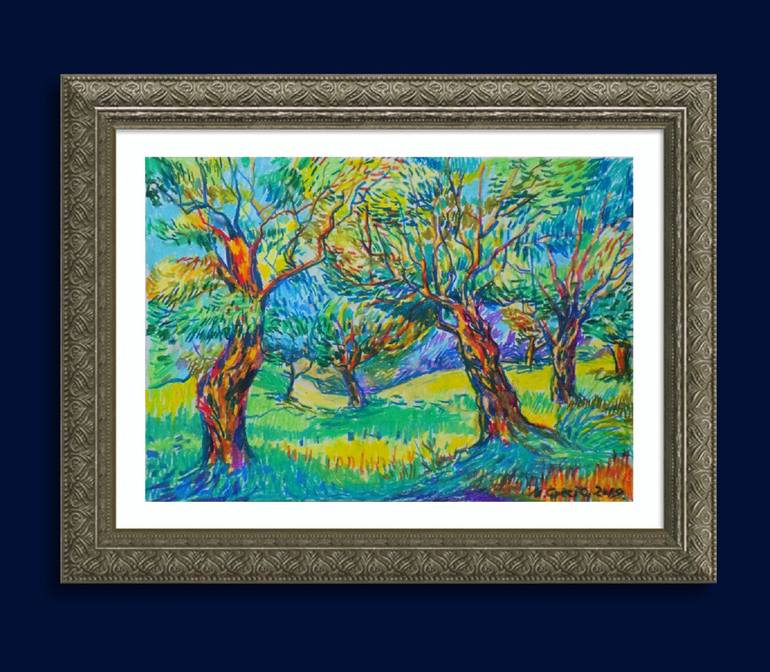 Original Impressionism Landscape Drawing by Maja Grecic