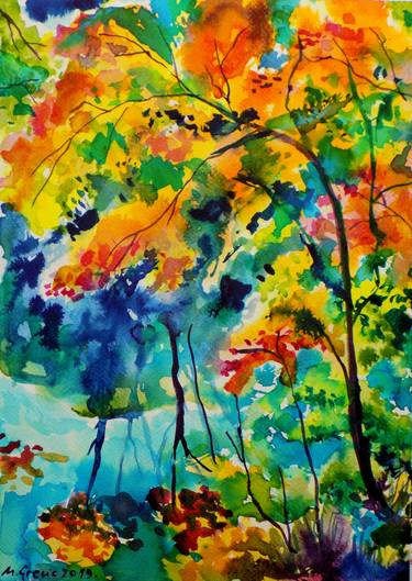 Original Abstract Expressionism Landscape Paintings by Maja Grecic