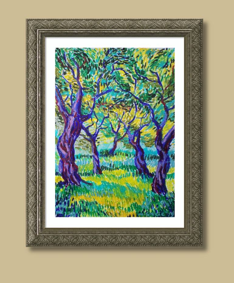 Original Impressionism Landscape Drawing by Maja Grecic