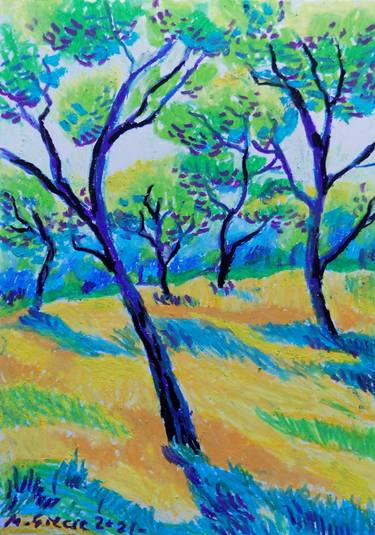 pastel drawings of trees