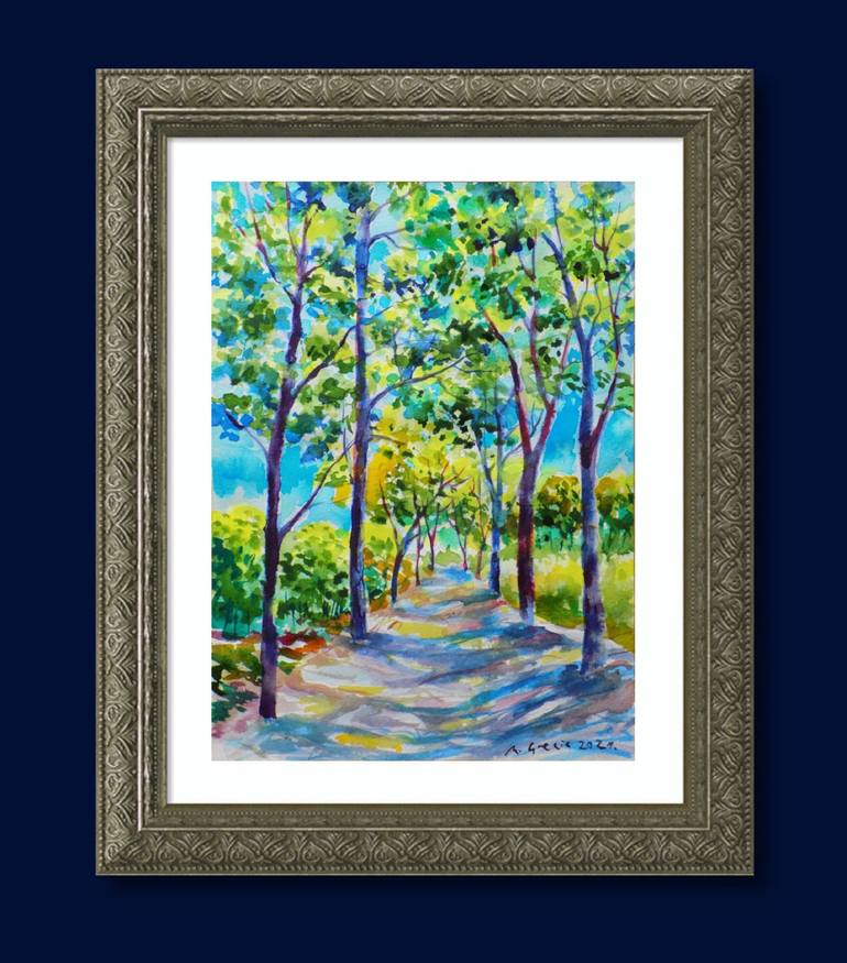 Original Impressionism Tree Painting by Maja Grecic