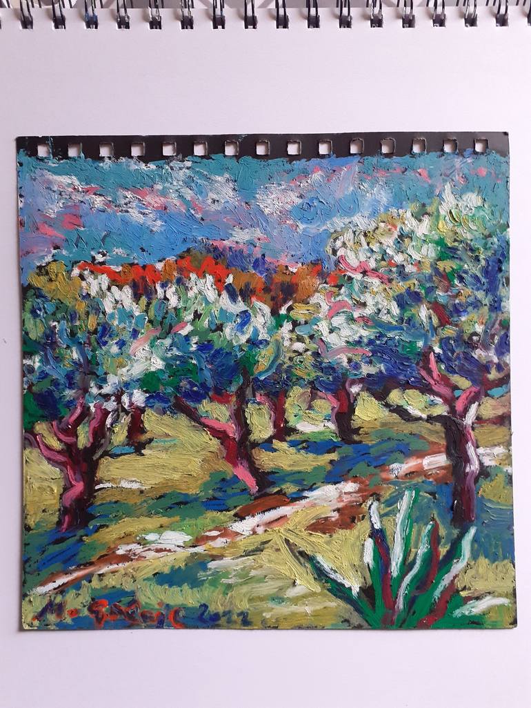 Original Impressionism Landscape Drawing by Maja Grecic