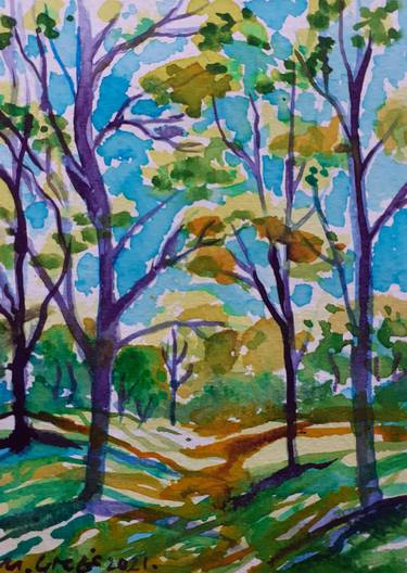Print of Impressionism Tree Paintings by Maja Grecic