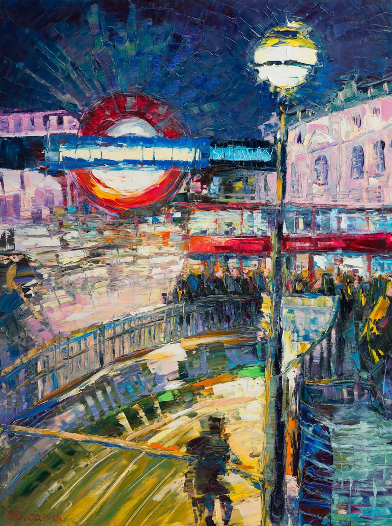Original Impressionism Cities Painting by Serge Ovcharuk