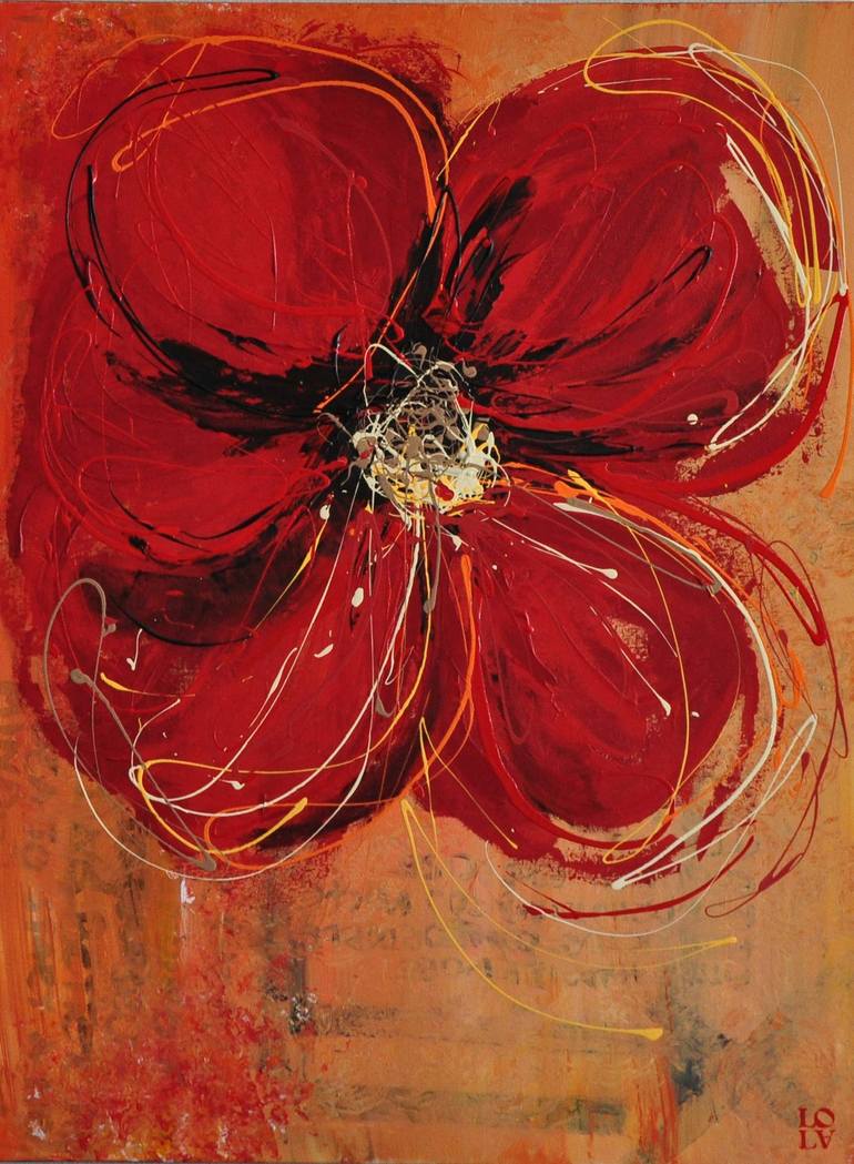 Acrylic Red Flower