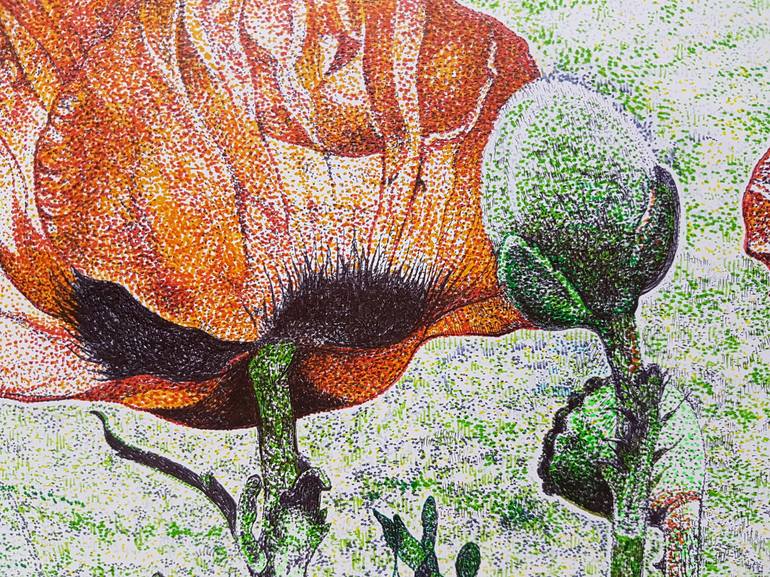 Original Realism Floral Drawing by Praweena Bunker