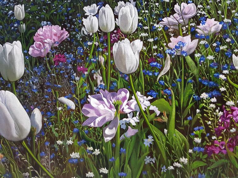 Original Impressionism Floral Painting by Praweena Bunker