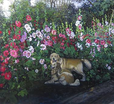 Print of Dogs Paintings by Praweena Bunker