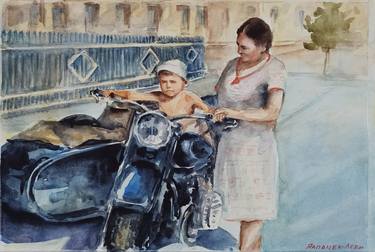 Print of Motorcycle Paintings by Vitalii Gatsutsyn Yalpachek-Levy