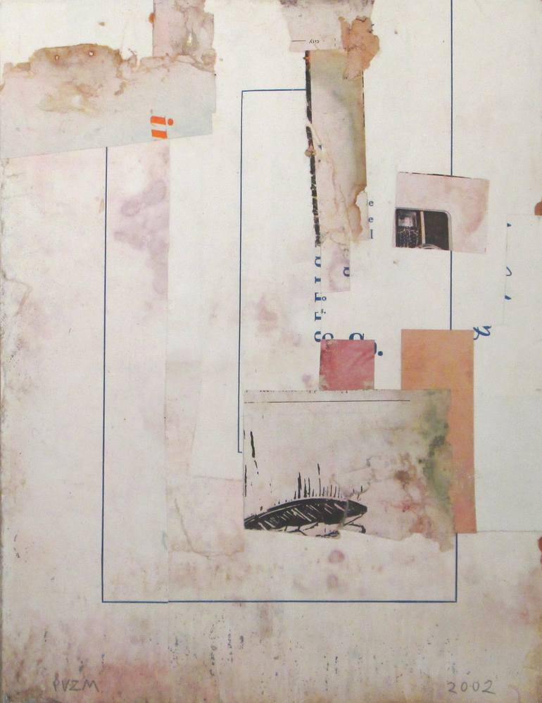 Original Abstract Collage by Peter Von Zur Muehlen | Abstract Art on Paper | Pink and Blue series.