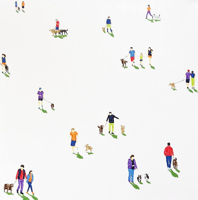 Original Figurative Dogs Paintings by Stephanie Ho