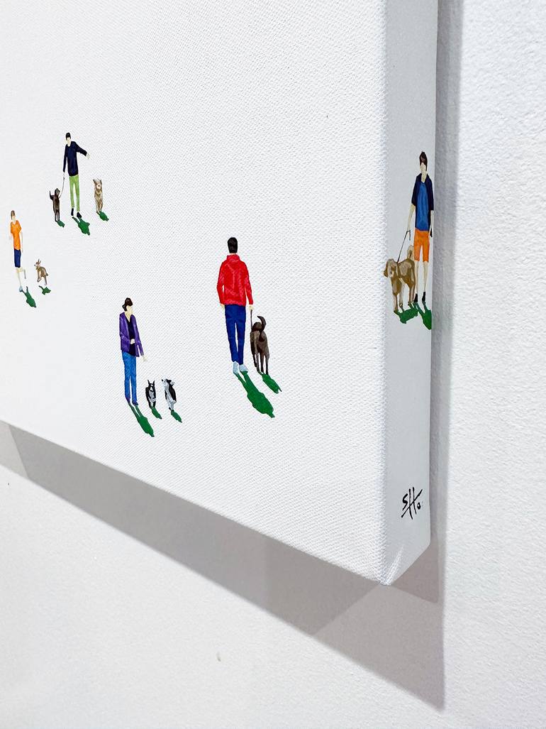 Original Figurative Dogs Painting by Stephanie Ho