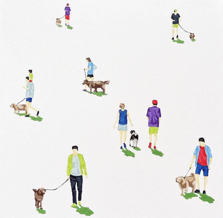 Original Figurative Dogs Paintings by Stephanie Ho