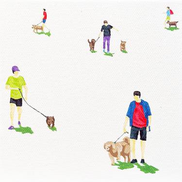Original Figurative Dogs Paintings by Stephanie Ho