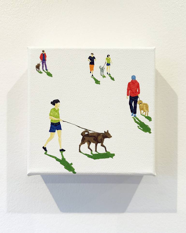 Original Figurative Dogs Painting by Stephanie Ho