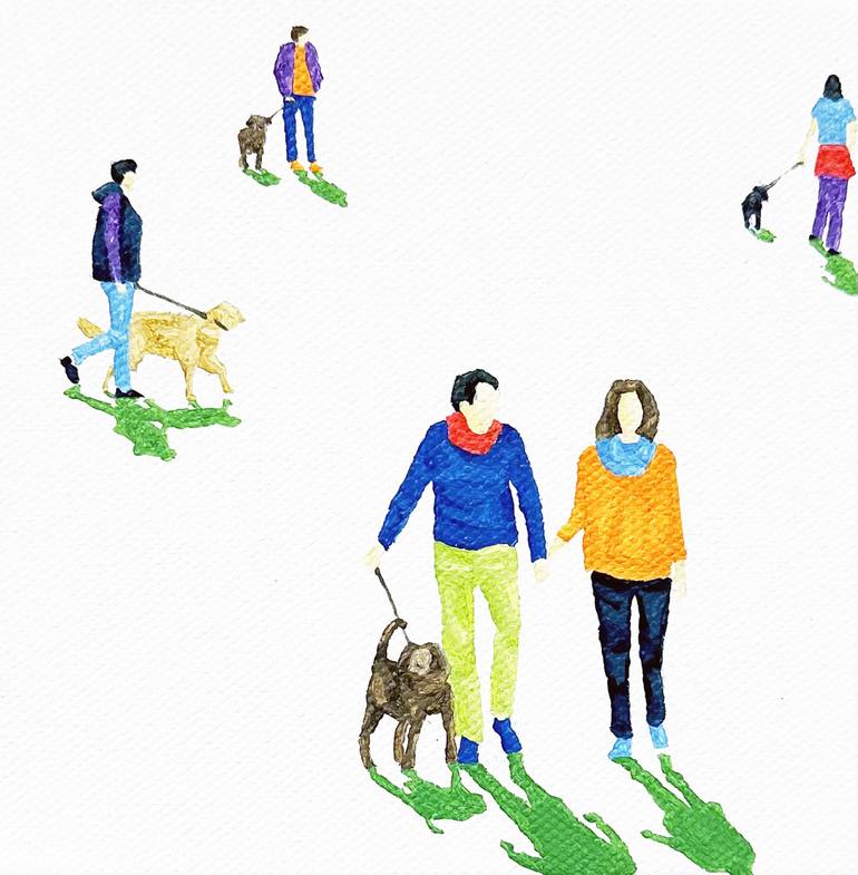 Original Figurative Dogs Paintings by Stephanie Ho