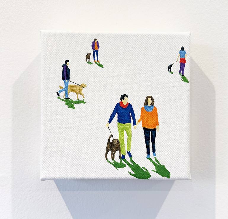 Original Figurative Dogs Painting by Stephanie Ho