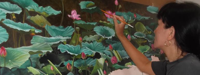 Original Impressionism Botanic Painting by Thu Nguyen
